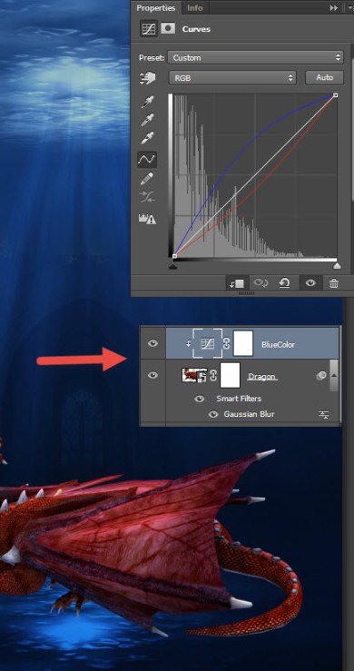 Создаем удивительную подводную сцену с драконом в Photoshop 10