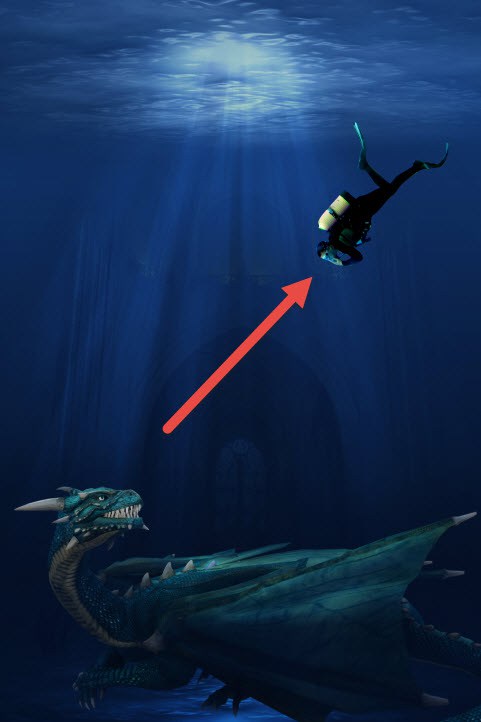 Создаем удивительную подводную сцену с драконом в Photoshop 17