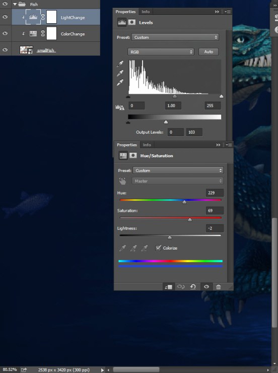 Создаем удивительную подводную сцену с драконом в Photoshop 21
