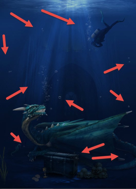 Создаем удивительную подводную сцену с драконом в Photoshop 34