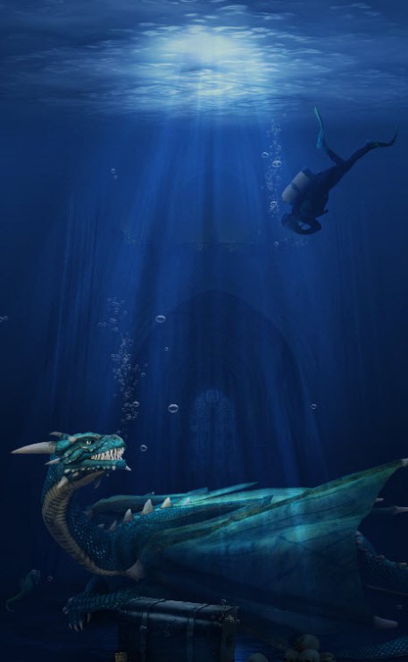 Создаем удивительную подводную сцену с драконом в Photoshop 35