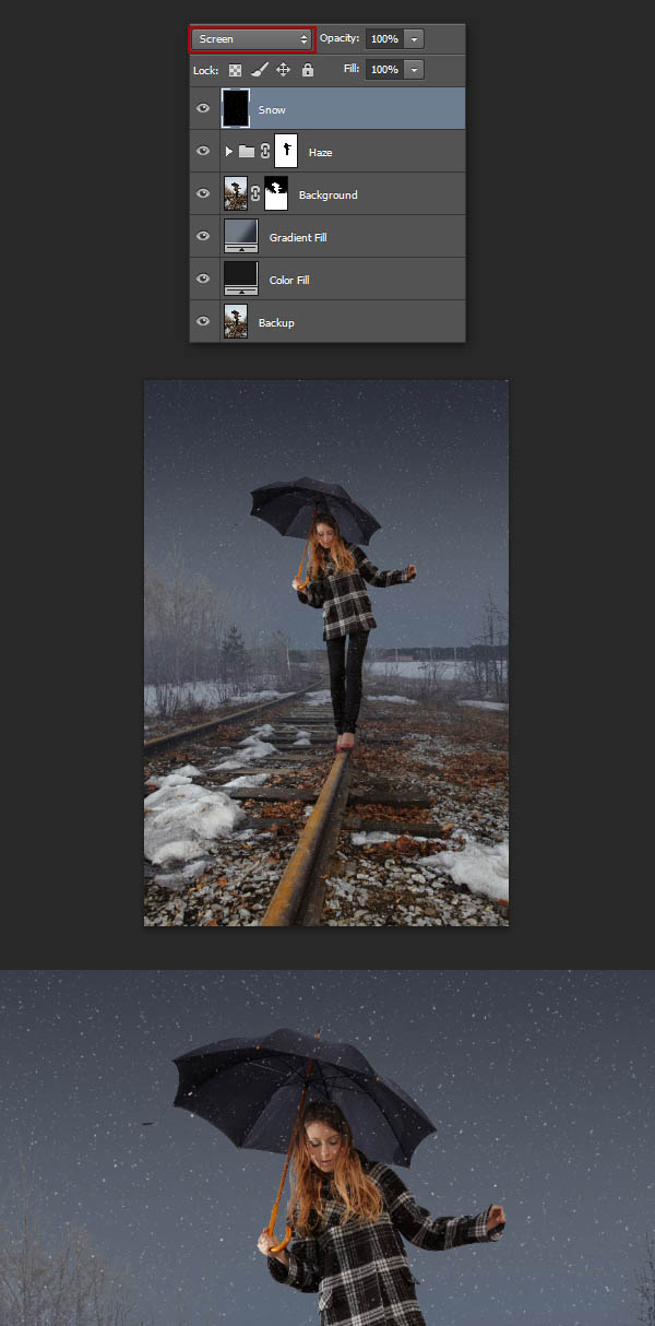 Падающий снег на фото