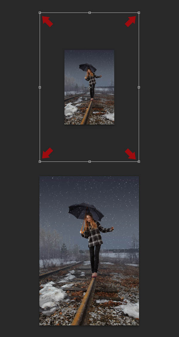 Падающий снег на фото