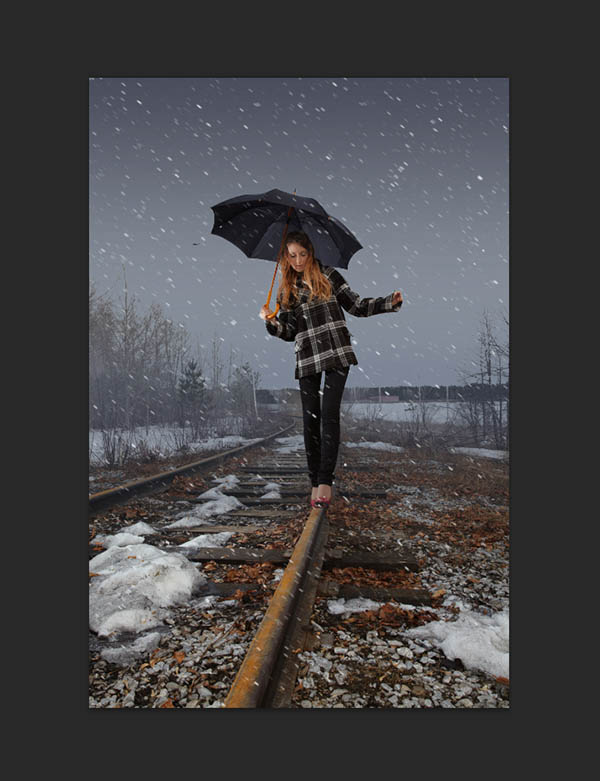 Падающий снег на фото