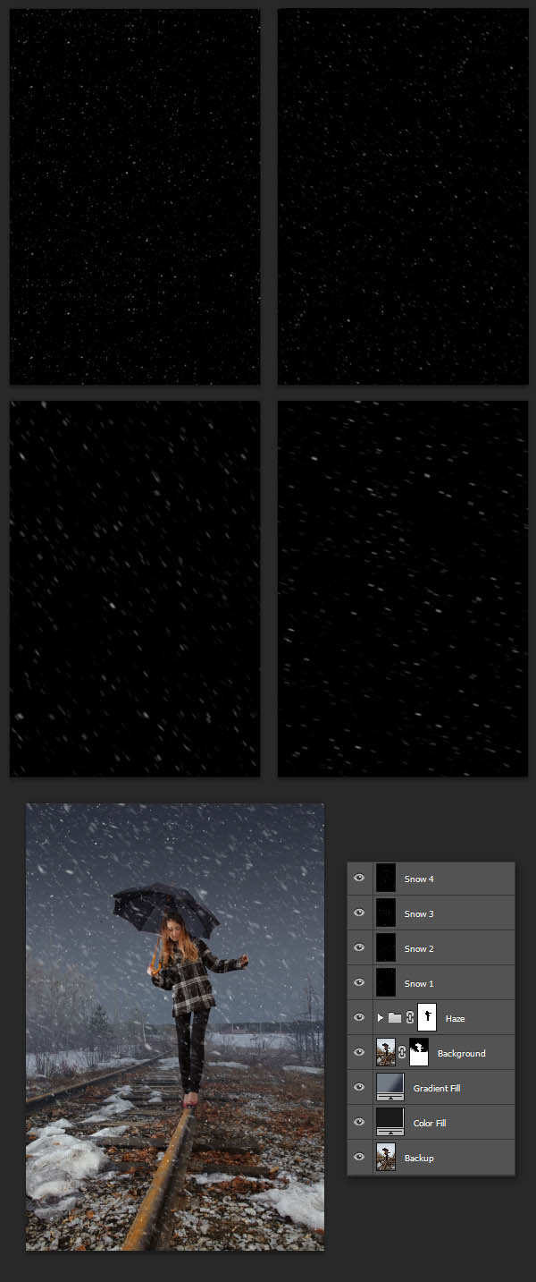 Падающий снег на фото