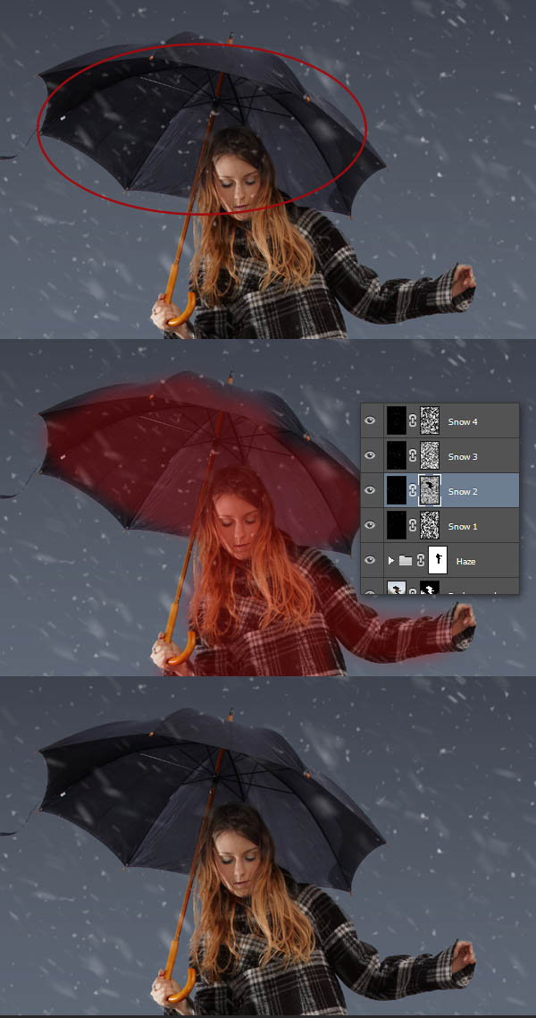 Падающий снег на фото