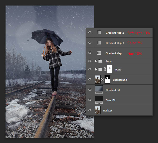 Падающий снег на фото