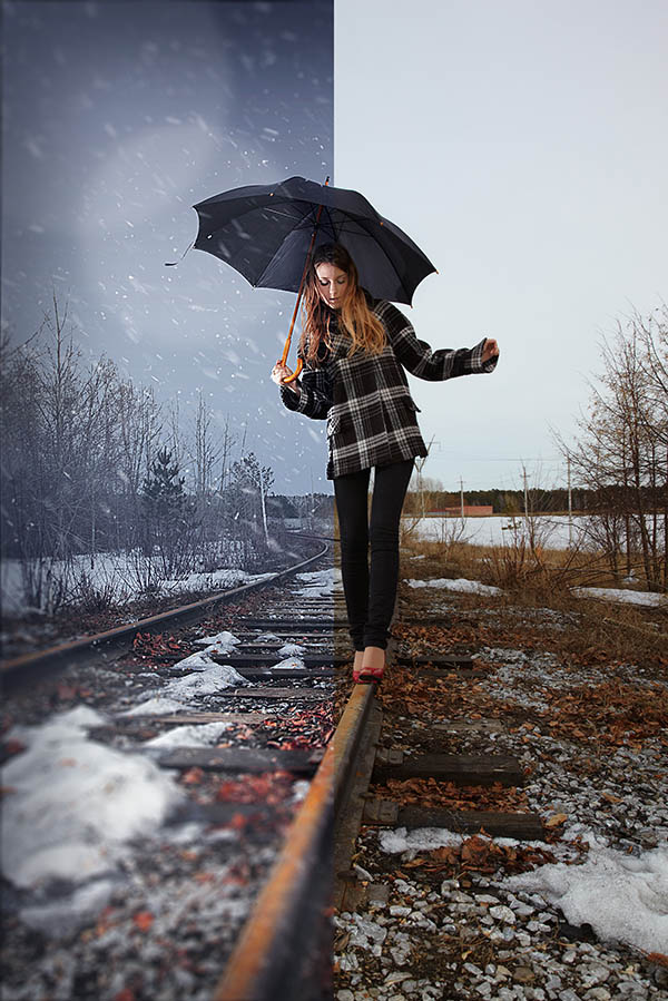 Падающий снег на фото