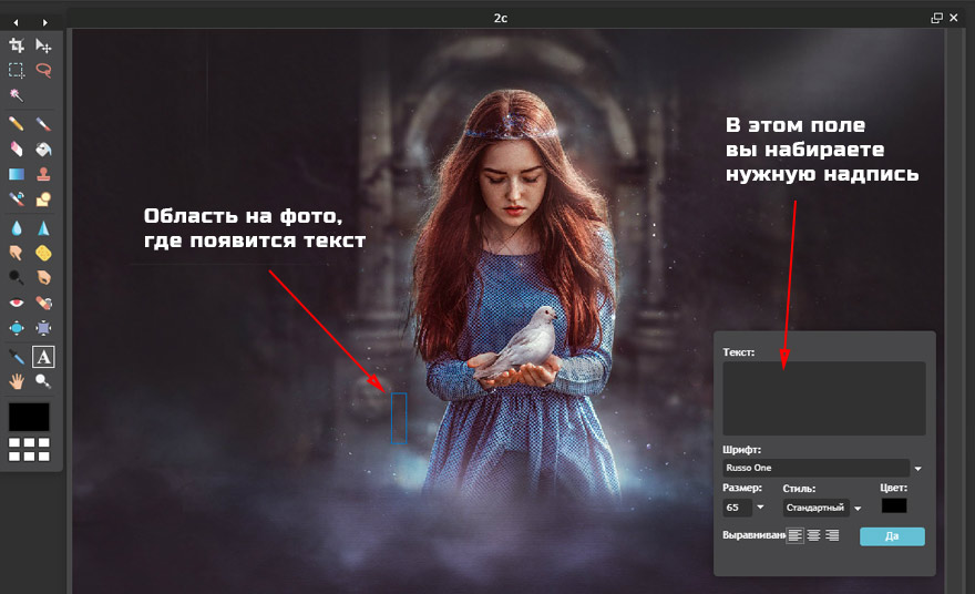 вводим надпись на фото онлайн